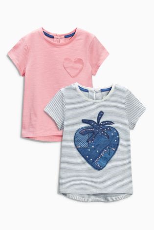 Navy Strawberry T-Shirts Two Pack (3mths-6yrs)